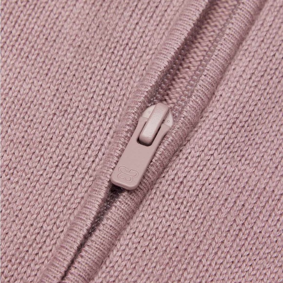 Aritzia Sunday Best Danes Dusty Rose Knit Zip-Up Hoodie Size S - Organic Cotton - Picture 3 of 14